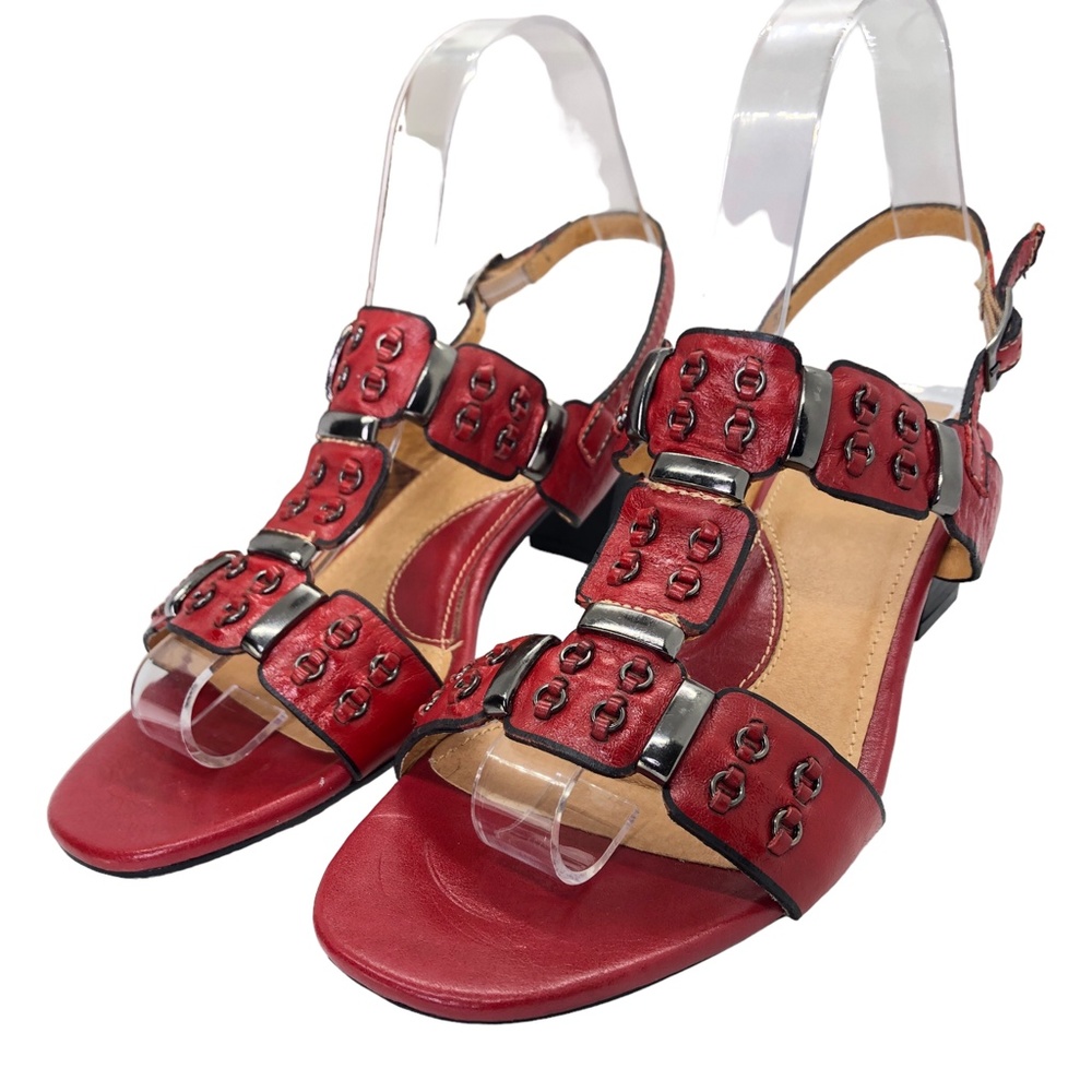 Spring Step DELANEY Red Leather Sling Back Sandals Size 37 (US 6.5-7)